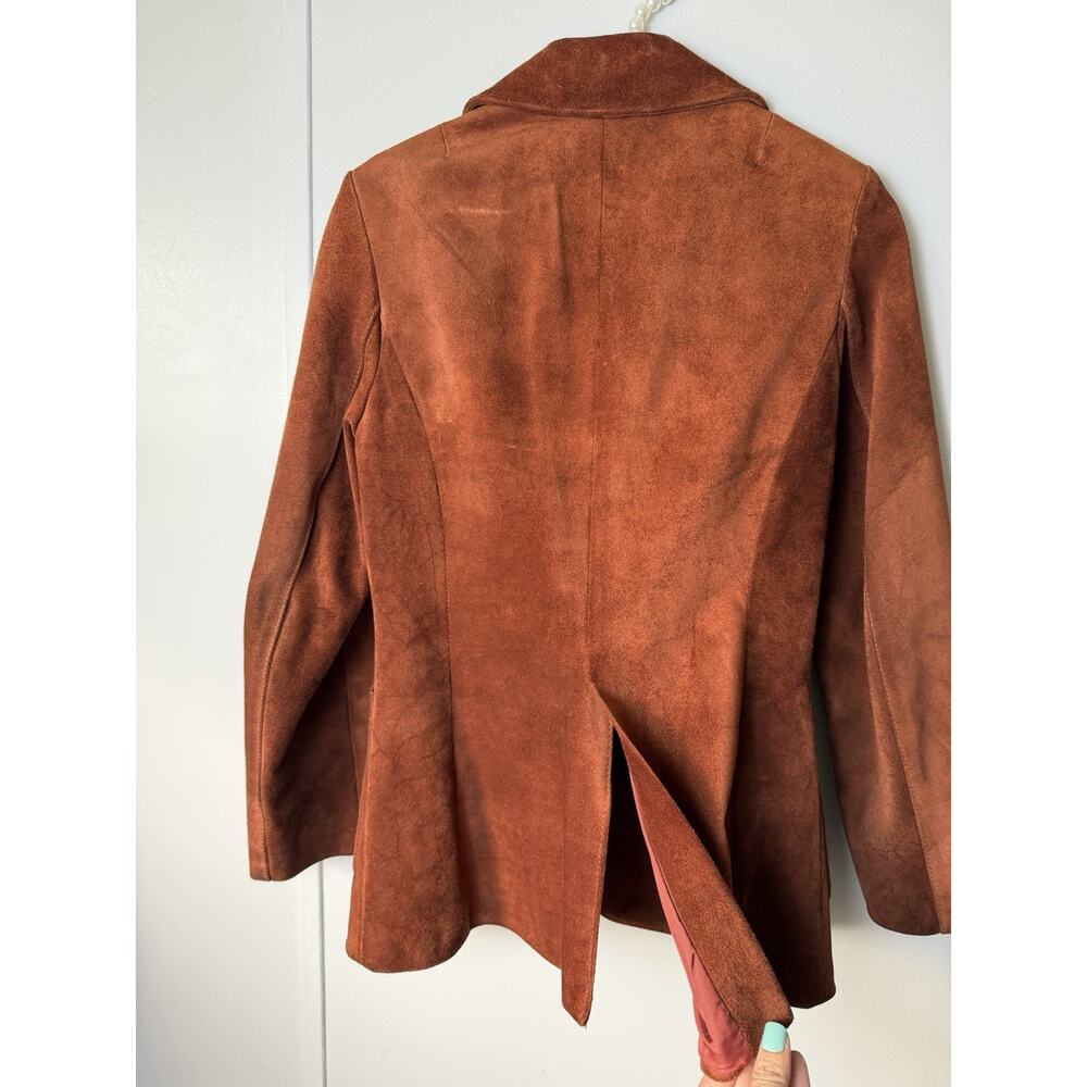 VTG 1970s Suede Button Blazer 5/6 Small 32” Bust Argentina Burnt Cognac - Picture 14 of 15